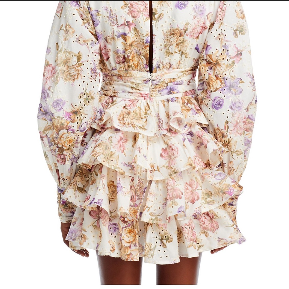 Line & Dot Floral Ruffle Mini Dress - Picture 3 of 11